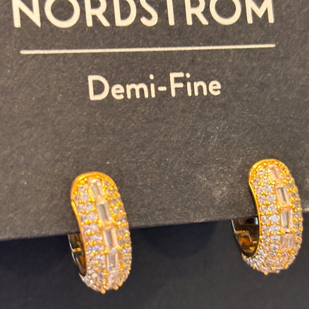 Nordstrom Demi-Fine Gold& Cubic Zirconia Huggy Earrings